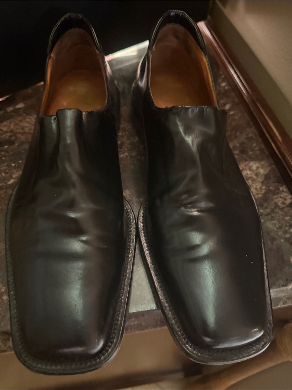 DONALD PLINER Men's Black Slip-On Leather Dress Shoes